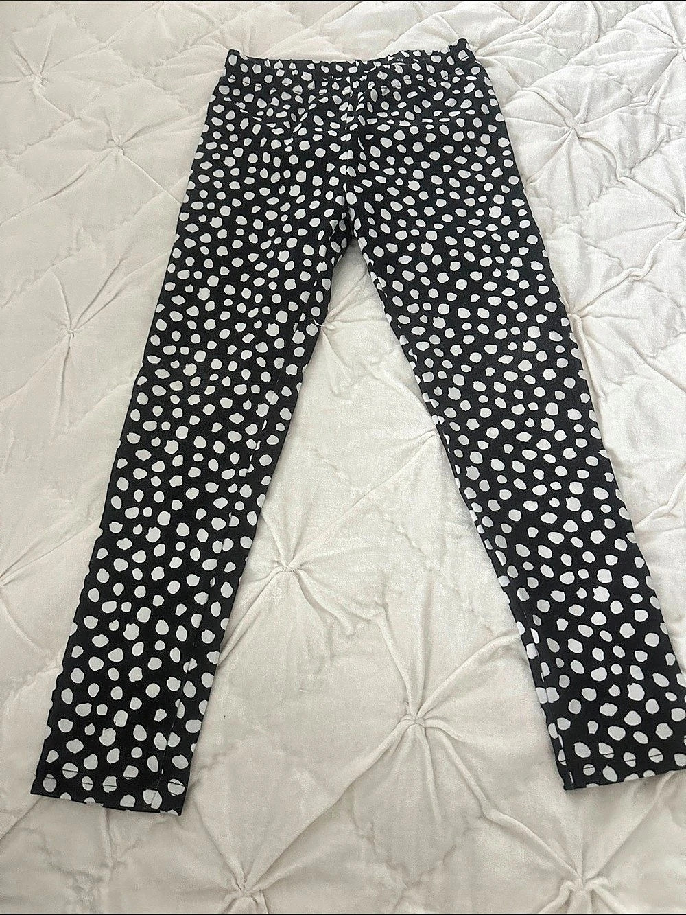 Hanna Andersson Classic Polka Dot Pants Black & White Size 6-7 Like New